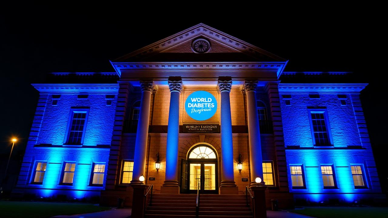 Blue monument lighting for World Diabetes Day
