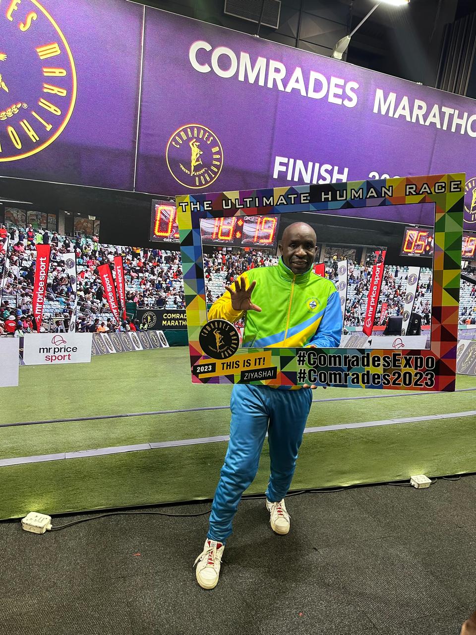 Folang runner at the Comrades 2023 finish line