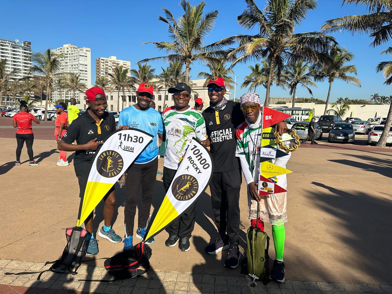 Folang runners with official Comrades pacesetters