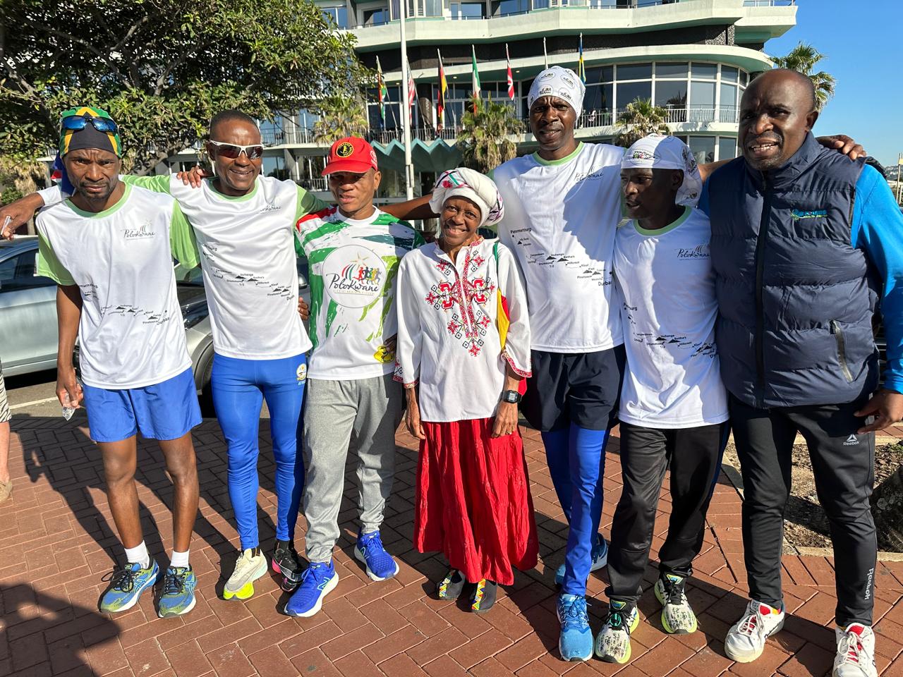 Polokwane–Durban relay team on the beachfront
